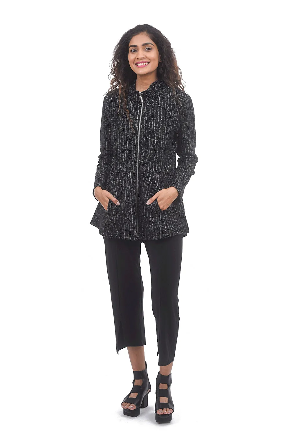 Etched Ponte Stella Jacket, Black