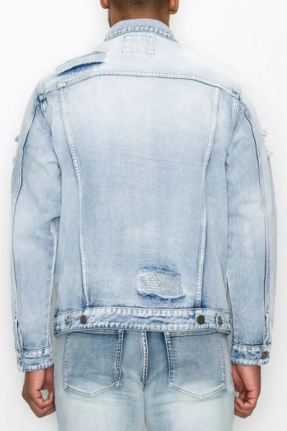 Faded Diamond Denim Jacket