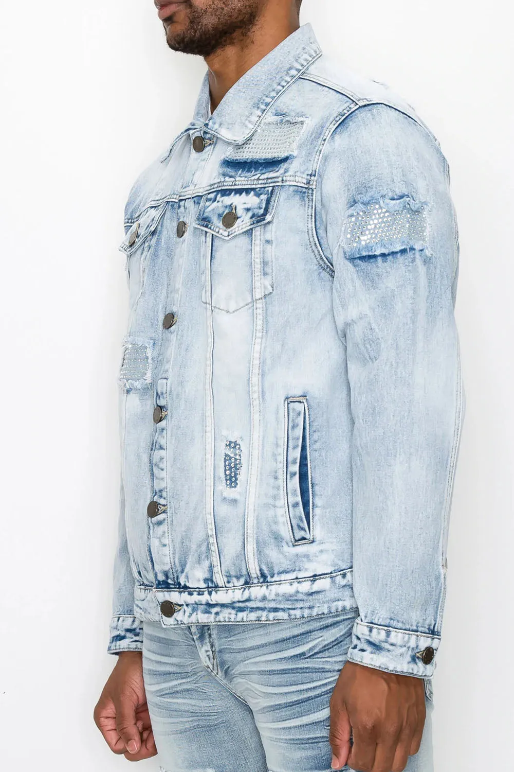 Faded Diamond Denim Jacket