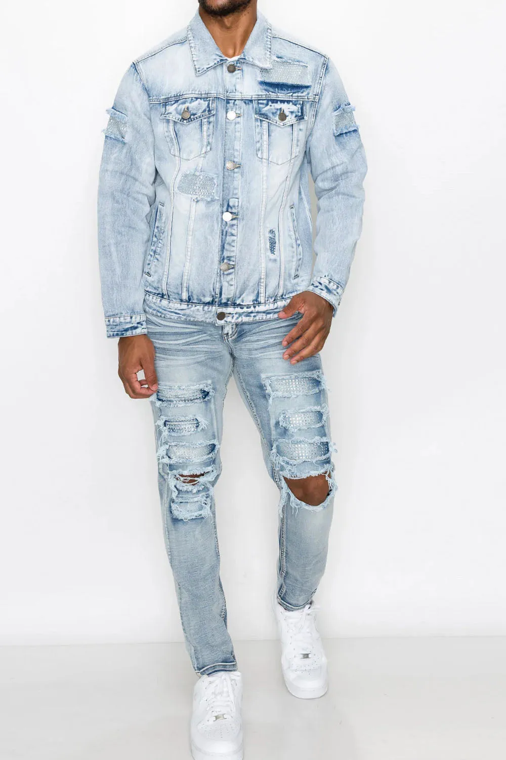 Faded Diamond Denim Jacket