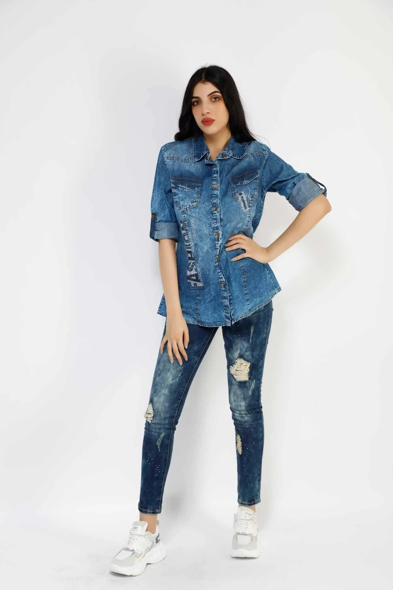 FASHION JEANS SHINY BEAD DETAILED 2023KJ