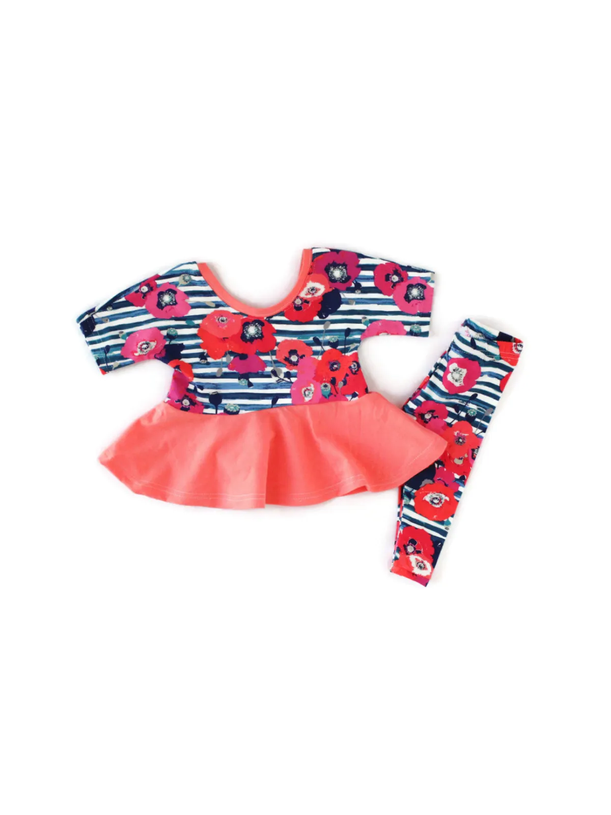 Flowers & Stripes - Peplum Top