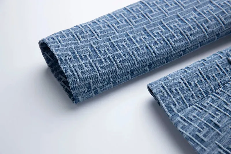 Geometric Pattern Denim Jackets