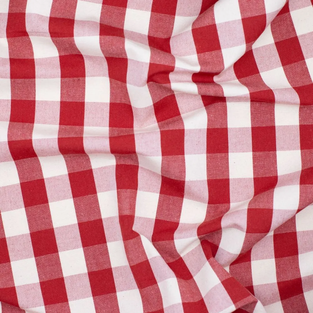 Gingham Large Poppy Fabric