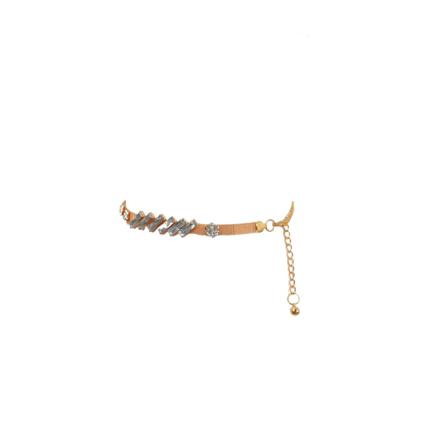 Gold Metal Chain Belt Flower Charms Long Beads Size S M L