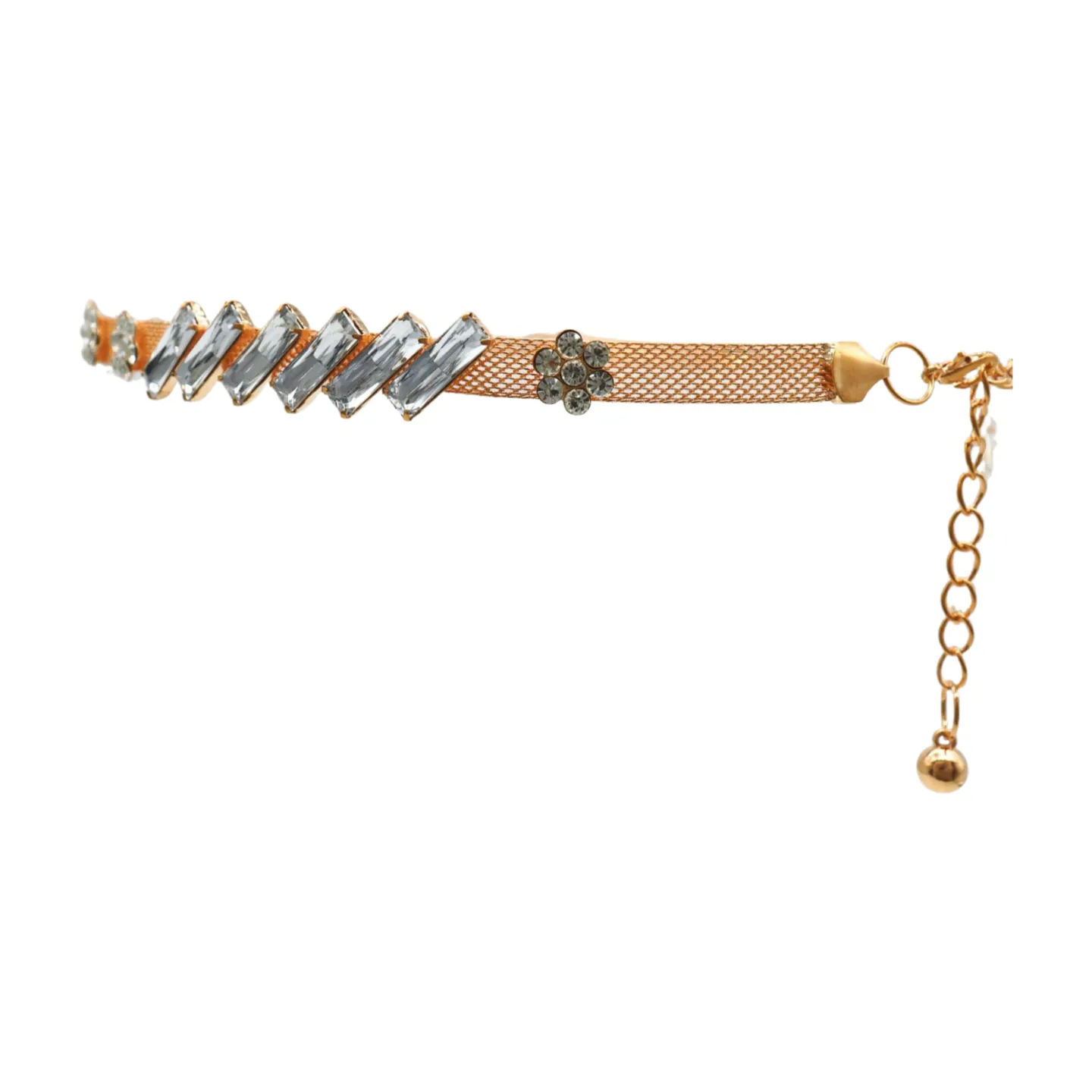 Gold Metal Chain Belt Flower Charms Long Beads Size S M L