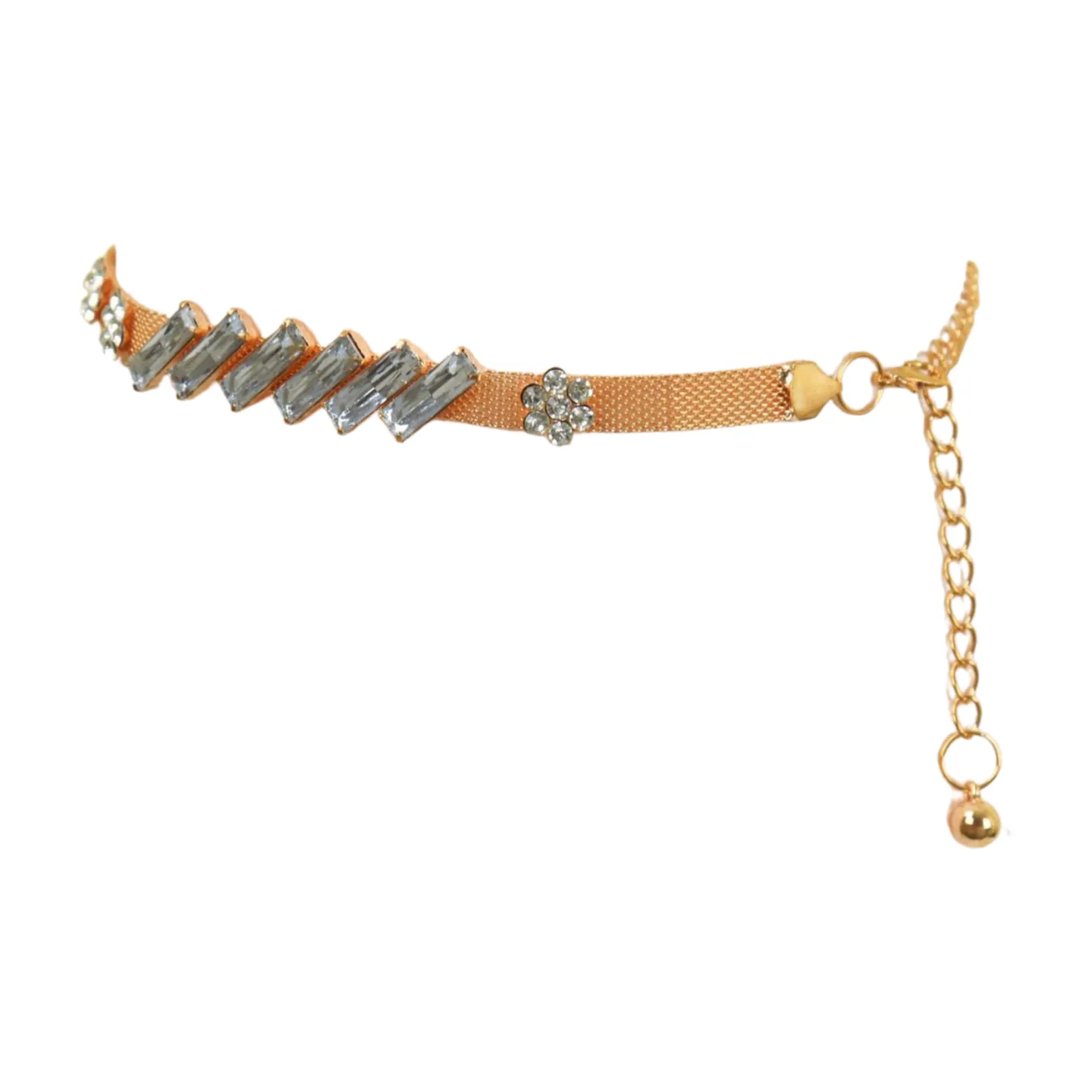 Gold Metal Chain Belt Flower Charms Long Beads Size S M L