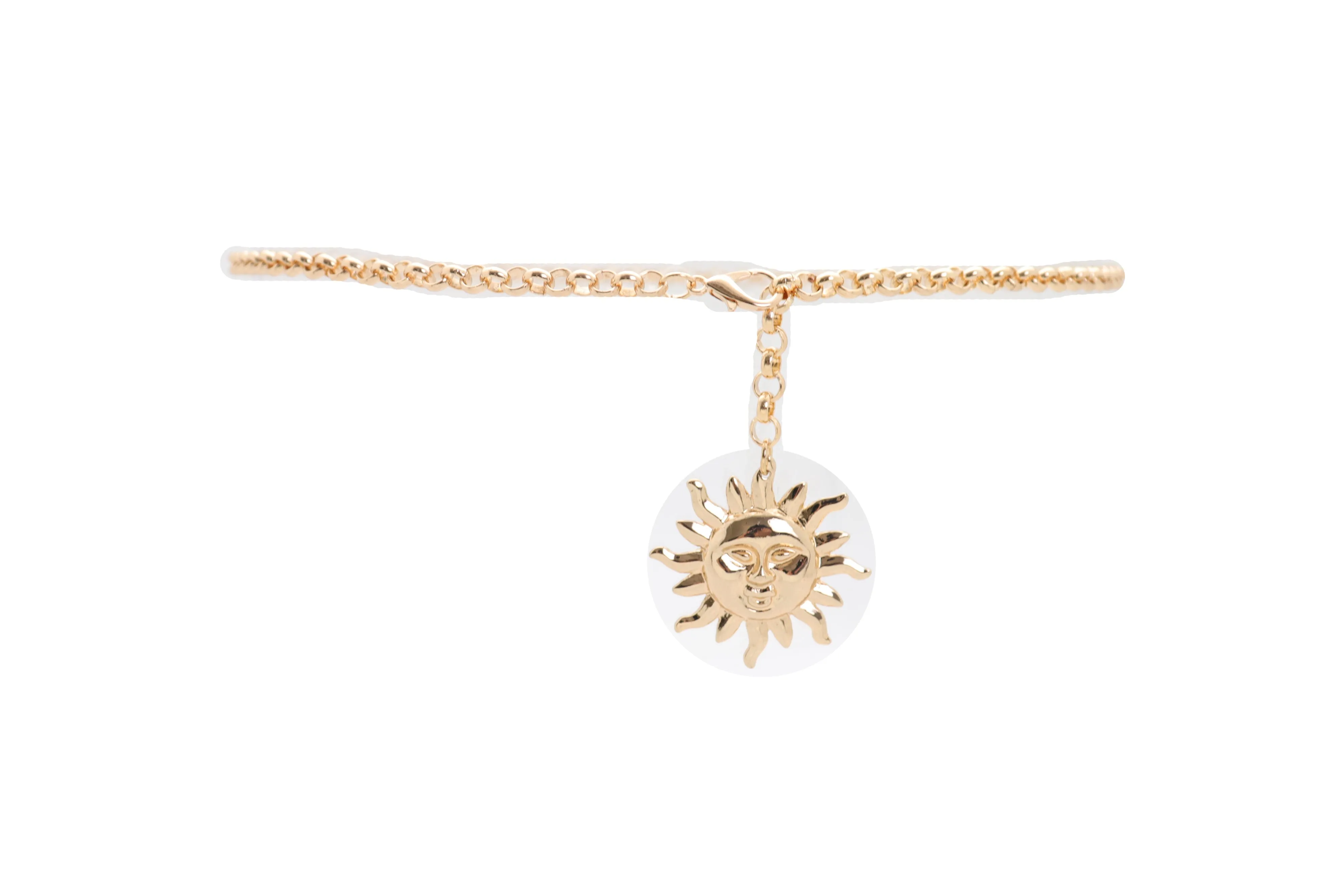 Gold Metal Chain Links Skinny Trendy Belt Hip High Waist Sun Charm M L XL