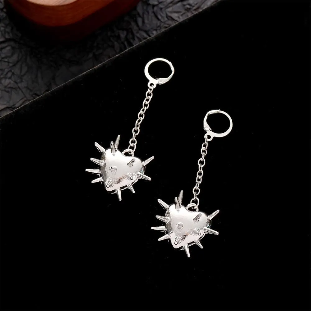 Gothic Heart Spike Earrings Goth Emo Punk Alt Rock Spiked Earrings Gyaru Dangle Drop Earings for Women Men