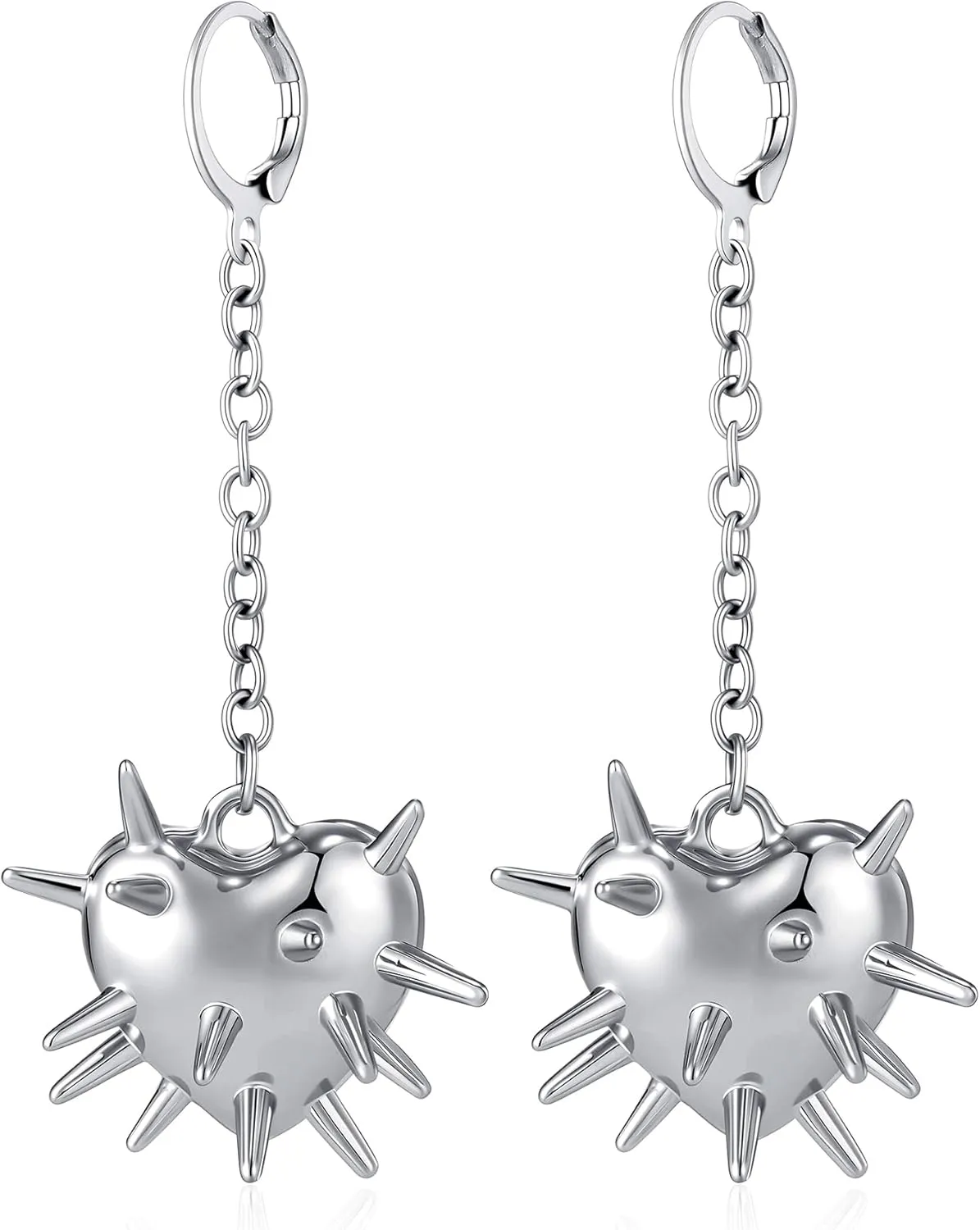 Gothic Heart Spike Earrings Goth Emo Punk Alt Rock Spiked Earrings Gyaru Dangle Drop Earings for Women Men