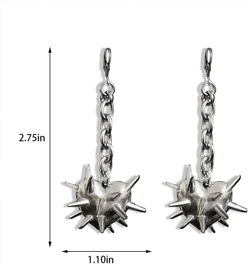 Gothic Heart Spike Earrings Goth Emo Punk Alt Rock Spiked Earrings Gyaru Dangle Drop Earings for Women Men