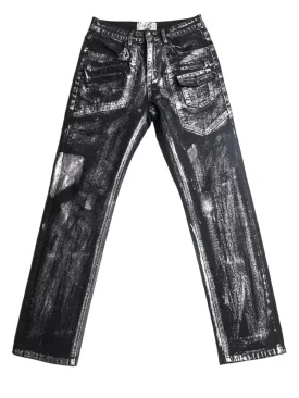 Hand-Brushed Distressed Denim Jeans