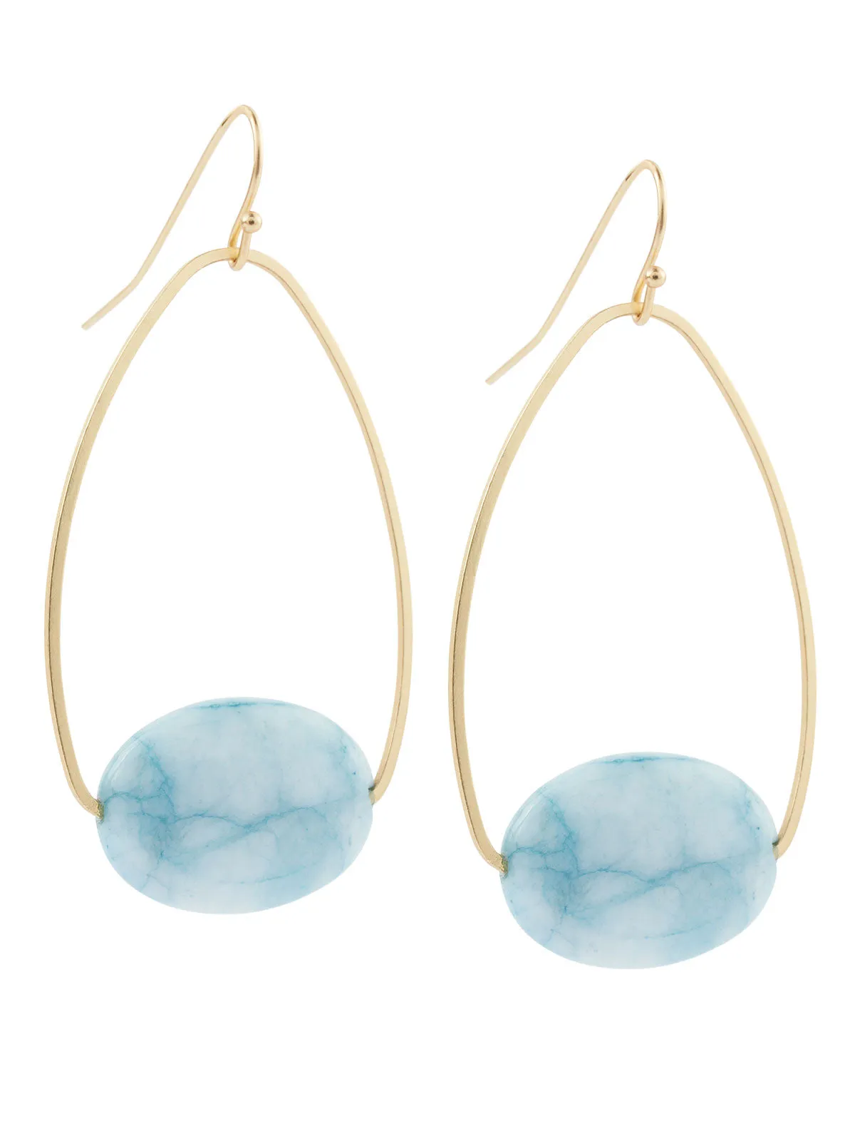 Handmade Gold Blue Larimer Drop Bead Earrings