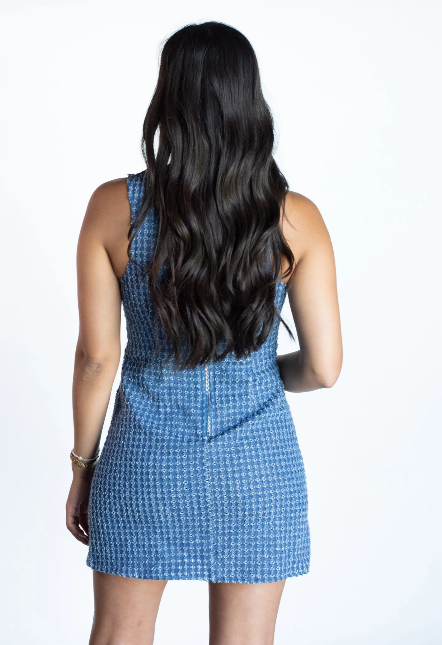 Happiest Here Denim Square Neck Dress