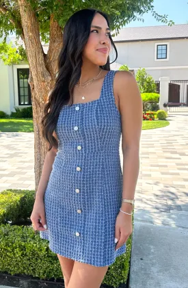 Happiest Here Denim Square Neck Dress