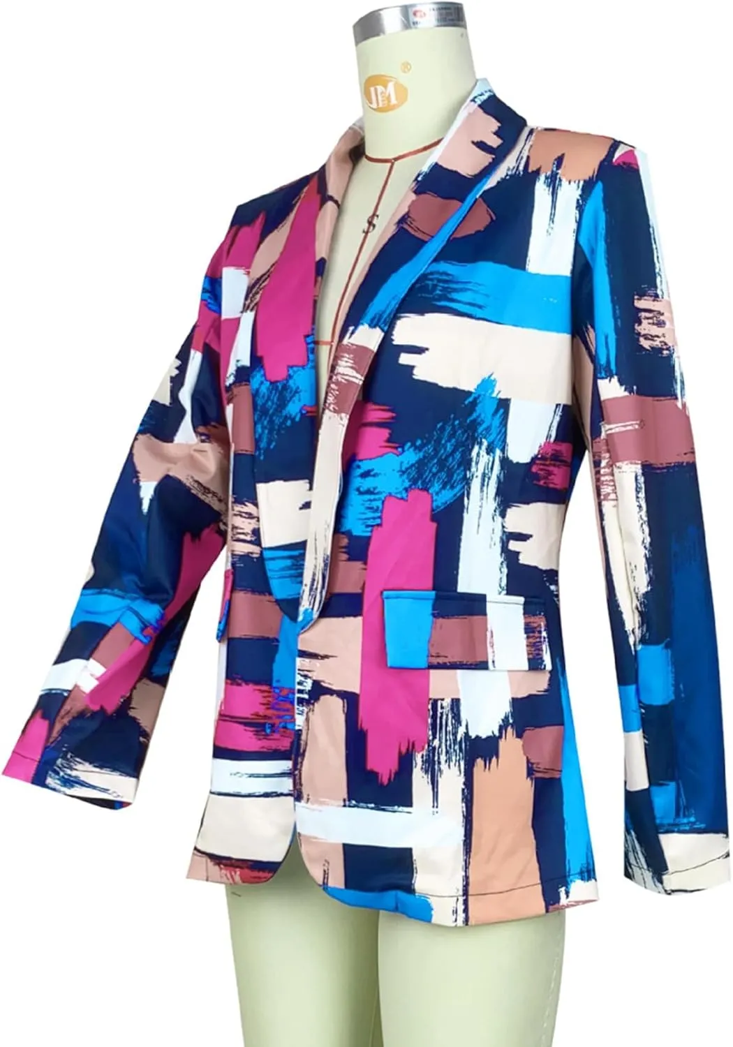 HuiSiFang Women's Printed Blazer Jacket Long Sleeve Open Front Casual Multicolor Print Top