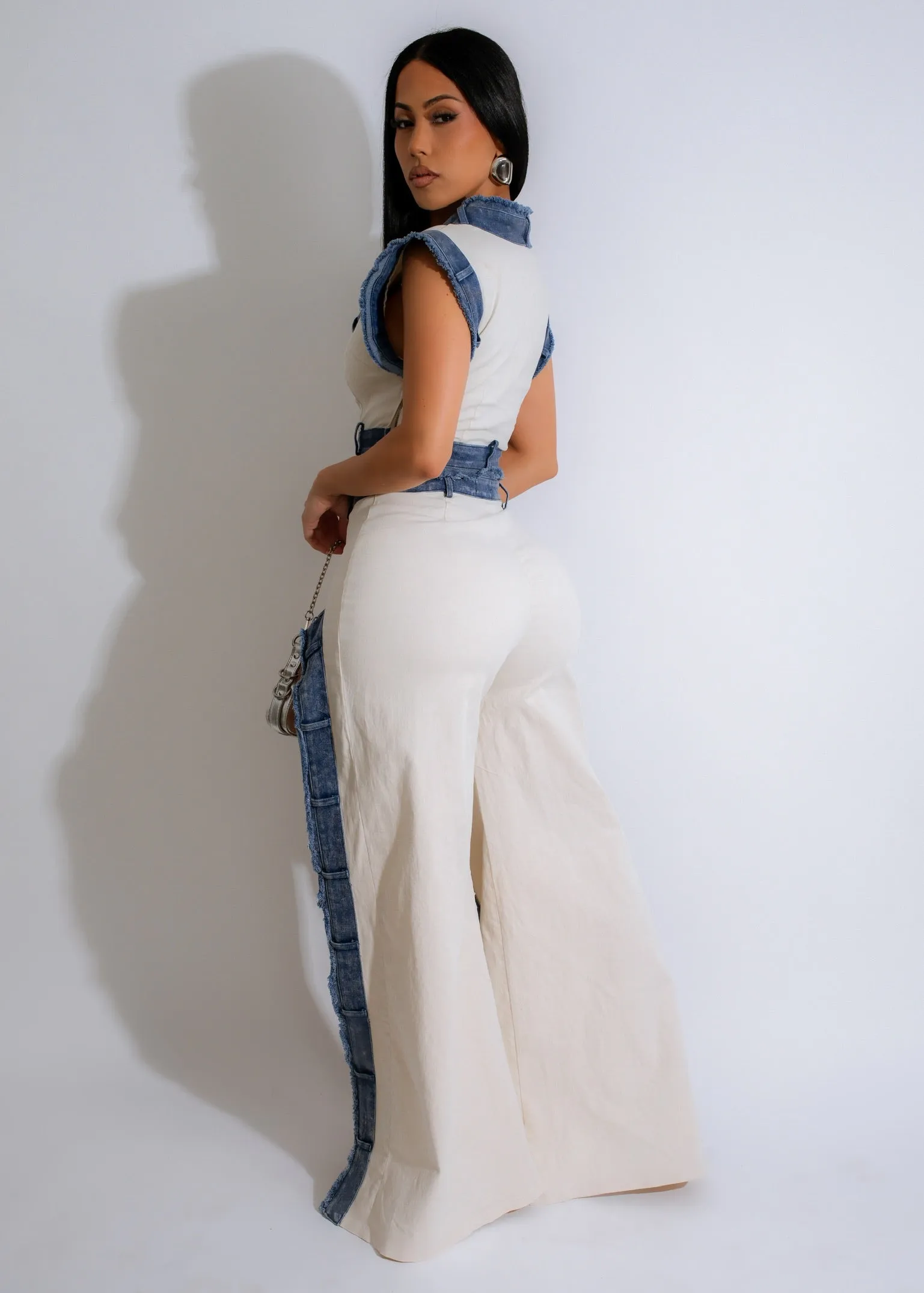Indigo Edge Ensemble Pant Set White