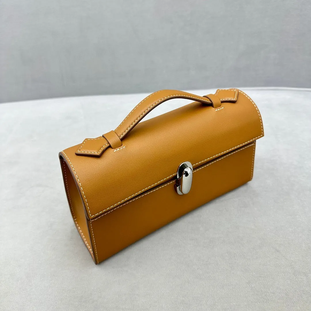 Italian Calfskin Leather Flap Box Bag, Suede Leather Handbag, Luxury Designer Bag, Italian Leather Box Bag, Classic Handbag, Minimalist Genuine Leather Purse