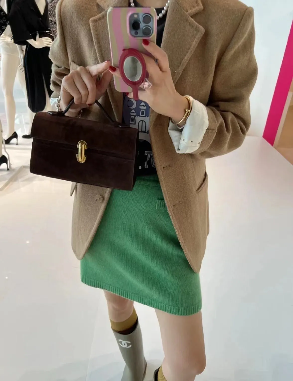 Italian Calfskin Leather Flap Box Bag, Suede Leather Handbag, Luxury Designer Bag, Italian Leather Box Bag, Classic Handbag, Minimalist Genuine Leather Purse