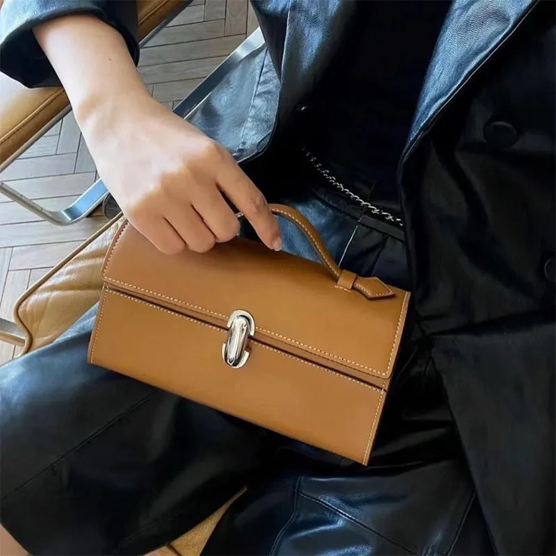 Italian Calfskin Leather Flap Box Bag, Suede Leather Handbag, Luxury Designer Bag, Italian Leather Box Bag, Classic Handbag, Minimalist Genuine Leather Purse