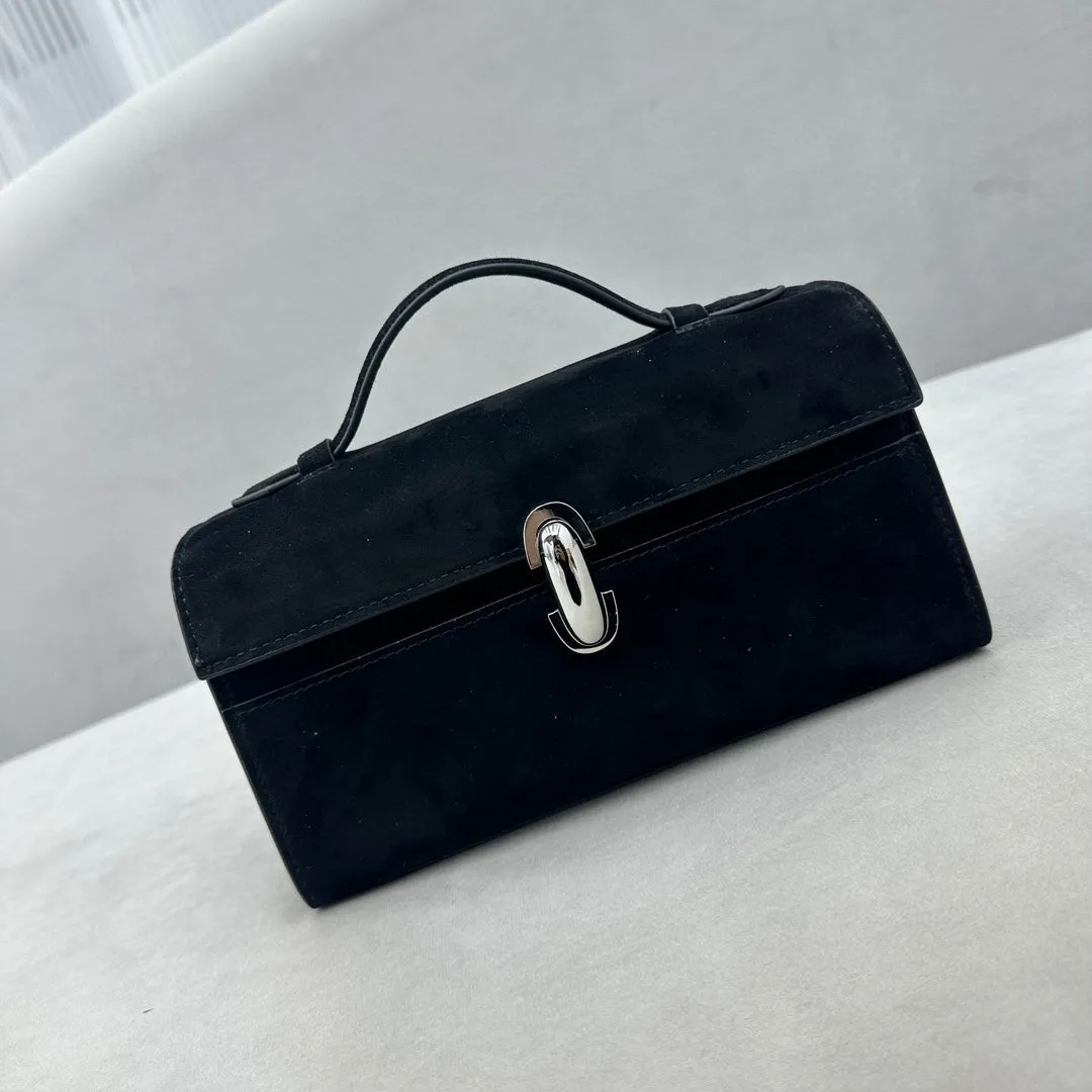Italian Calfskin Leather Flap Box Bag, Suede Leather Handbag, Luxury Designer Bag, Italian Leather Box Bag, Classic Handbag, Minimalist Genuine Leather Purse
