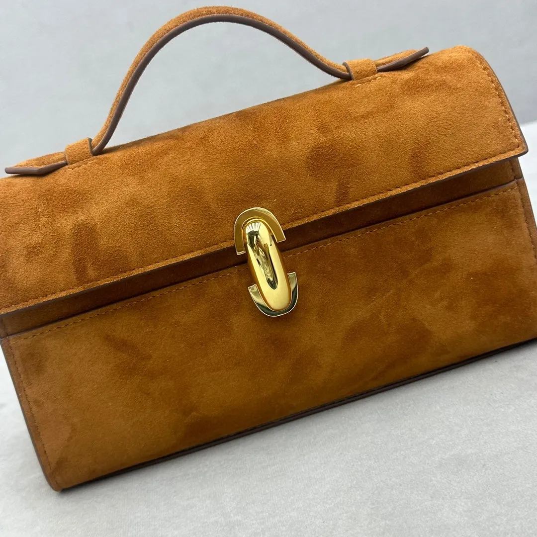 Italian Calfskin Leather Flap Box Bag, Suede Leather Handbag, Luxury Designer Bag, Italian Leather Box Bag, Classic Handbag, Minimalist Genuine Leather Purse
