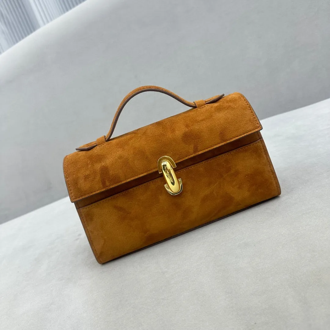 Italian Calfskin Leather Flap Box Bag, Suede Leather Handbag, Luxury Designer Bag, Italian Leather Box Bag, Classic Handbag, Minimalist Genuine Leather Purse