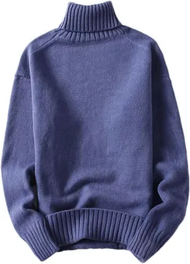 JXQXHCFS Mens Turtleneck Sweaters and Pullovers Winter Casual Solid Knitted Turtleneck Wool Sweater Pullover