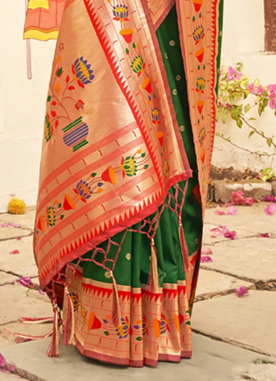 KcPc New Arrival Paithani silk Beautiful Zari border Pallu saree,SANG