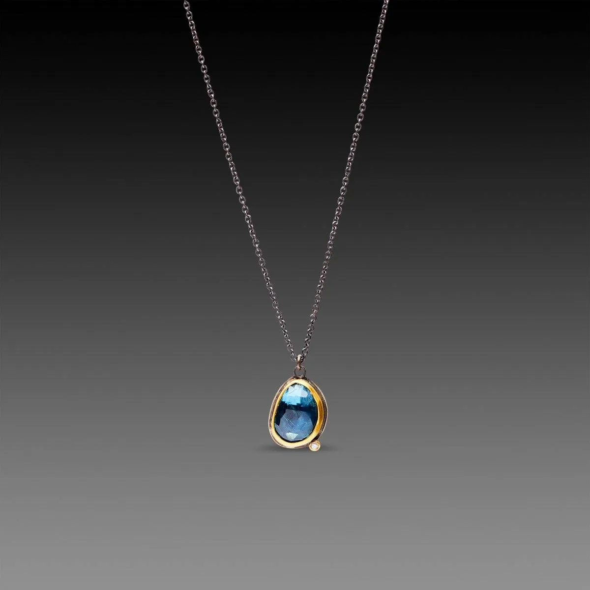 London Blue Topaz Necklace with Diamond
