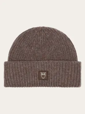 Low wool rib beanie - Demitasse (brown)