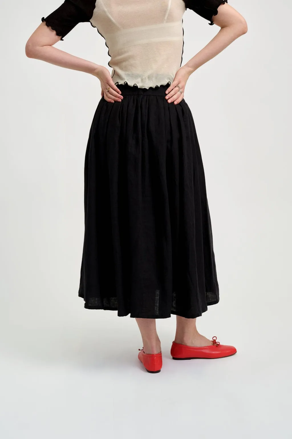 Lucille Skirt Black Linen