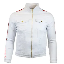 M1092 Denim Jacket With Side Taping - White