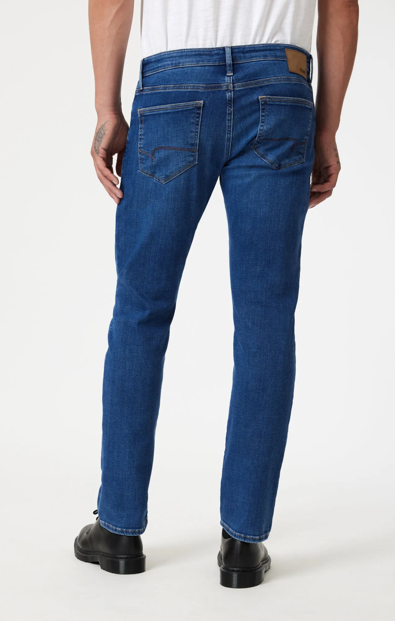 MARCUS SLIM STRAIGHT LEG IN DARK BRUSHED FEATHER BLUE