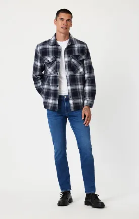 MARCUS SLIM STRAIGHT LEG IN DARK BRUSHED FEATHER BLUE
