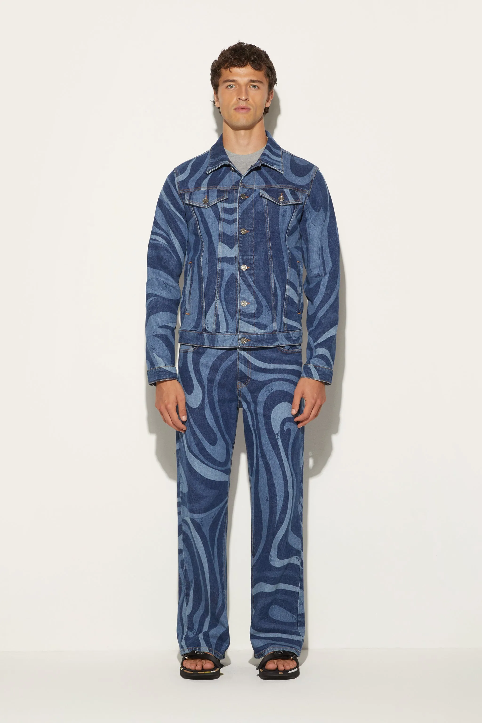 Marmo-Print Denim Jacket