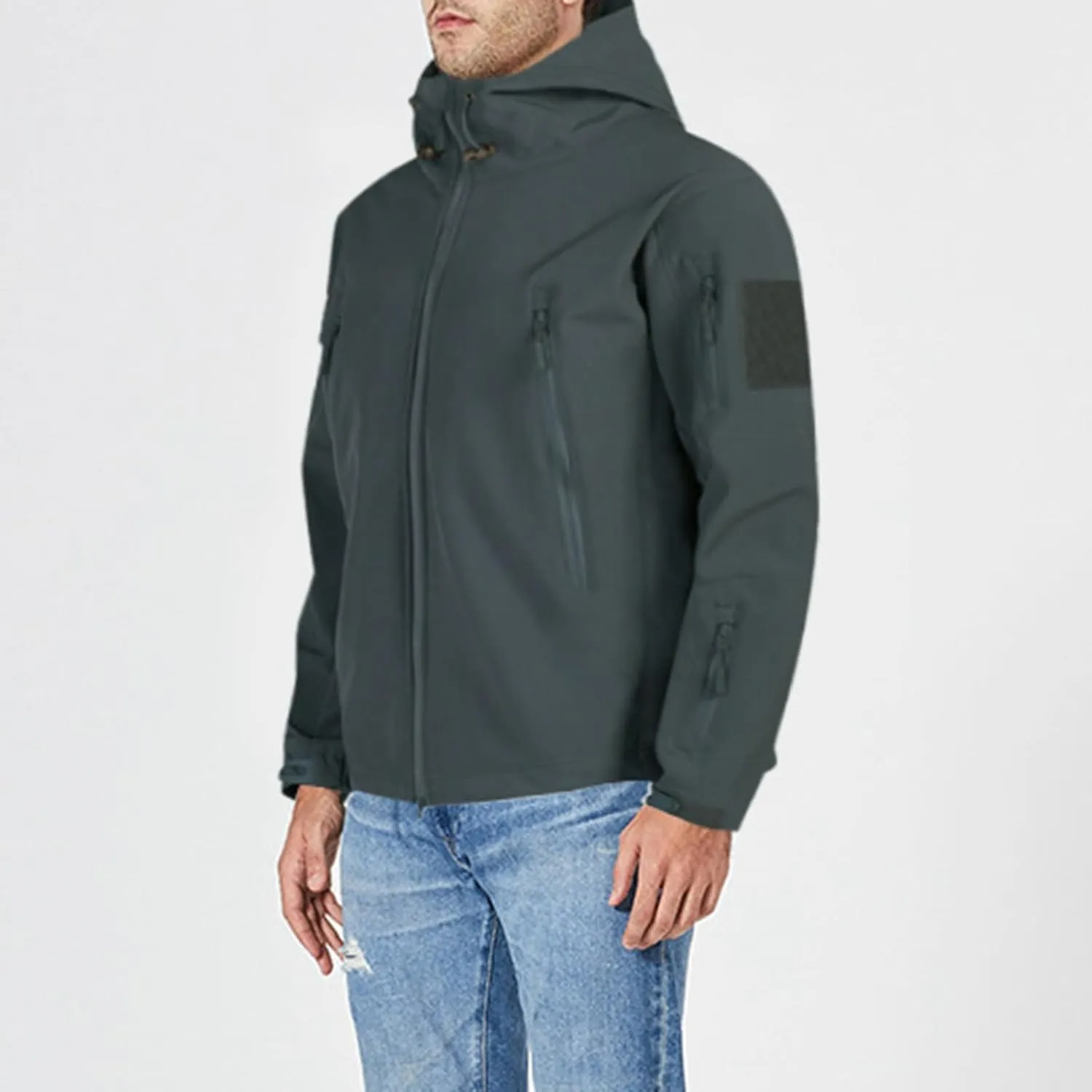 Mens 2023 Winter Hooded Trench Coats Stylish Zip Up Windbreaker Jackets Plus Size Windproof Outdoor Hiking Travel Overcoats