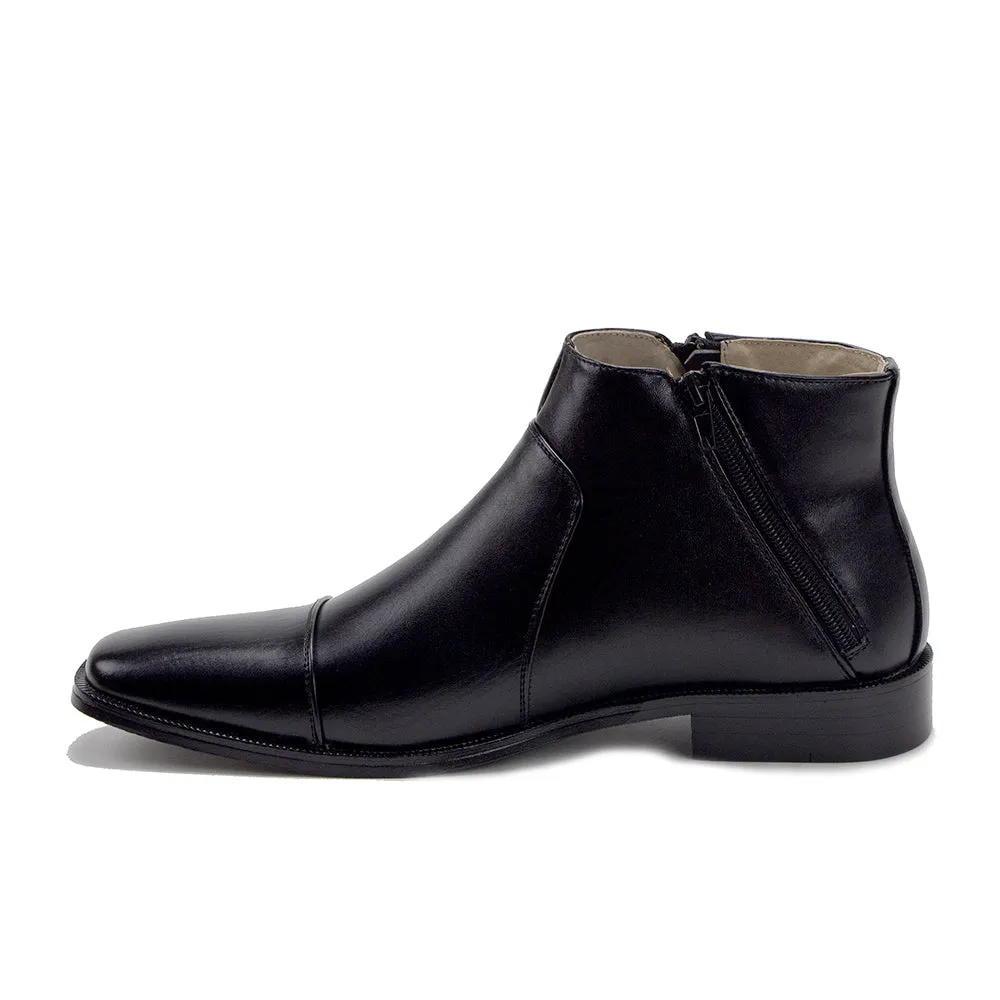 Men's 38893 Leather Lined Double Zip Cap Toe Dress Ankle Boots