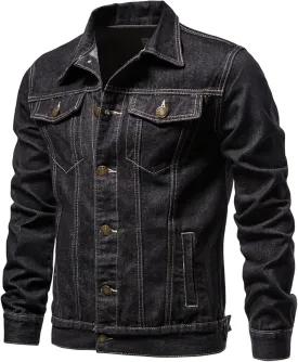 Mens Denim Jacket, Men'S Casual Workwear Long Sleeve Lapel Collar Denim Jacket Loose Multi Pocket Coat