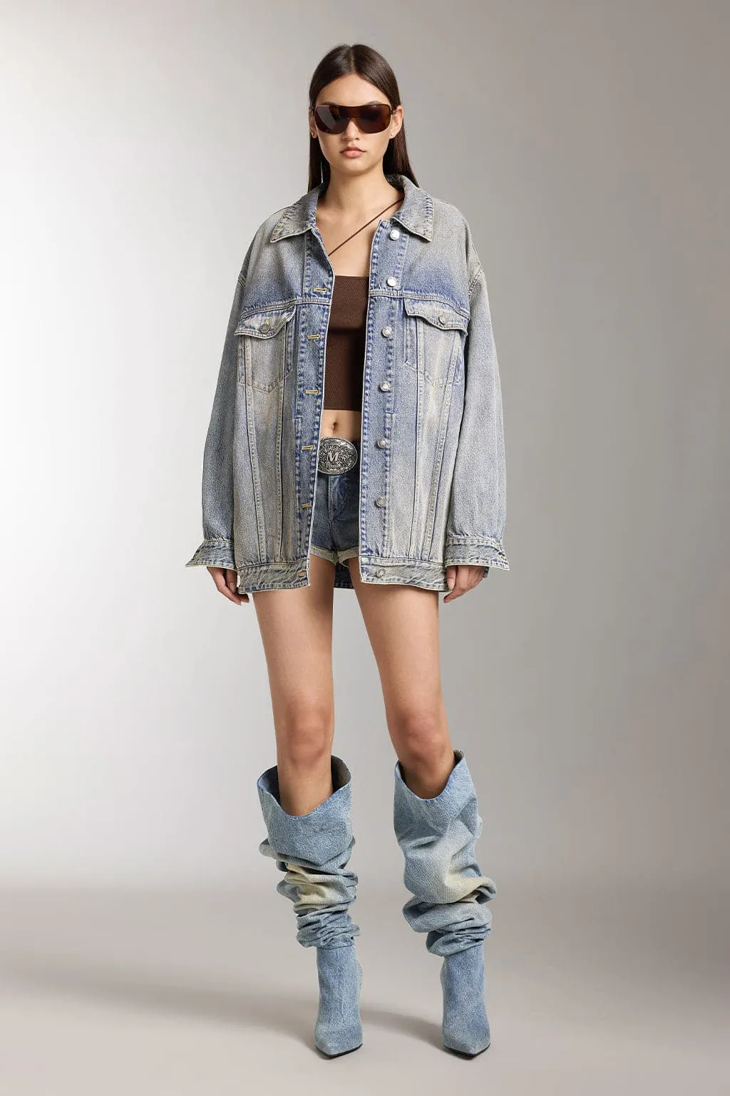 Mud-Dyed Distressed Denim Jacket