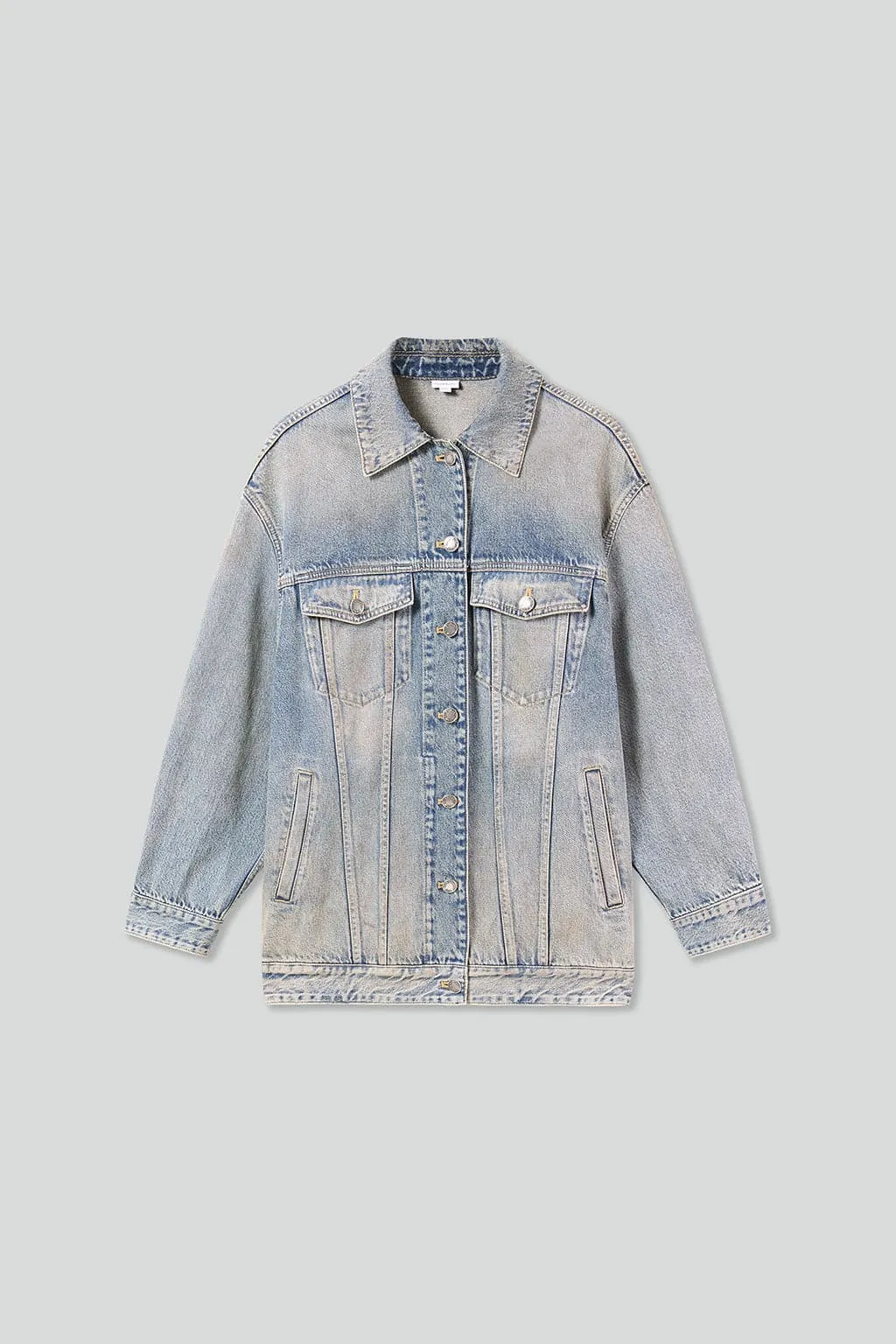 Mud-Dyed Distressed Denim Jacket