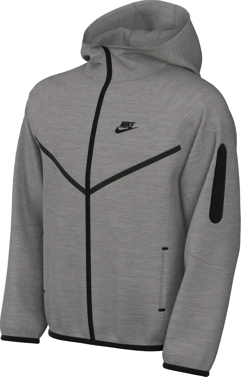 Nike Sportswear Tech Fleece Big Kids' Full-Zip Hoodie (HV5867-063, Dark Grey Heather/Dark Grey Heather/)