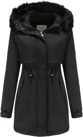 OIOLOYJM Winter Fashion Coats Womens Warm Hooded Jacket Thick Padded Loose Fleece Outerwear Oversized Faux Fur Hooded Coats