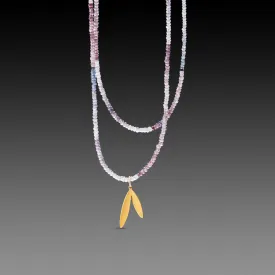 Ombre Spinel Necklace with Gold Leaf Charm