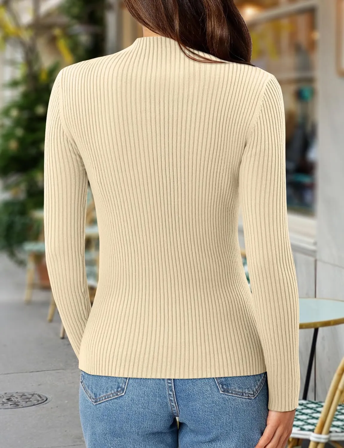 ONLYSHE Women's Turtleneck Sweaters Long Sleeve Shirts Ribbed Knit Slim Fit Sweaters T Shirt Basic Casual Tee Tops