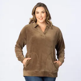 Oversized Collared Corduroy Pullover Tunic Top - Final Sale!