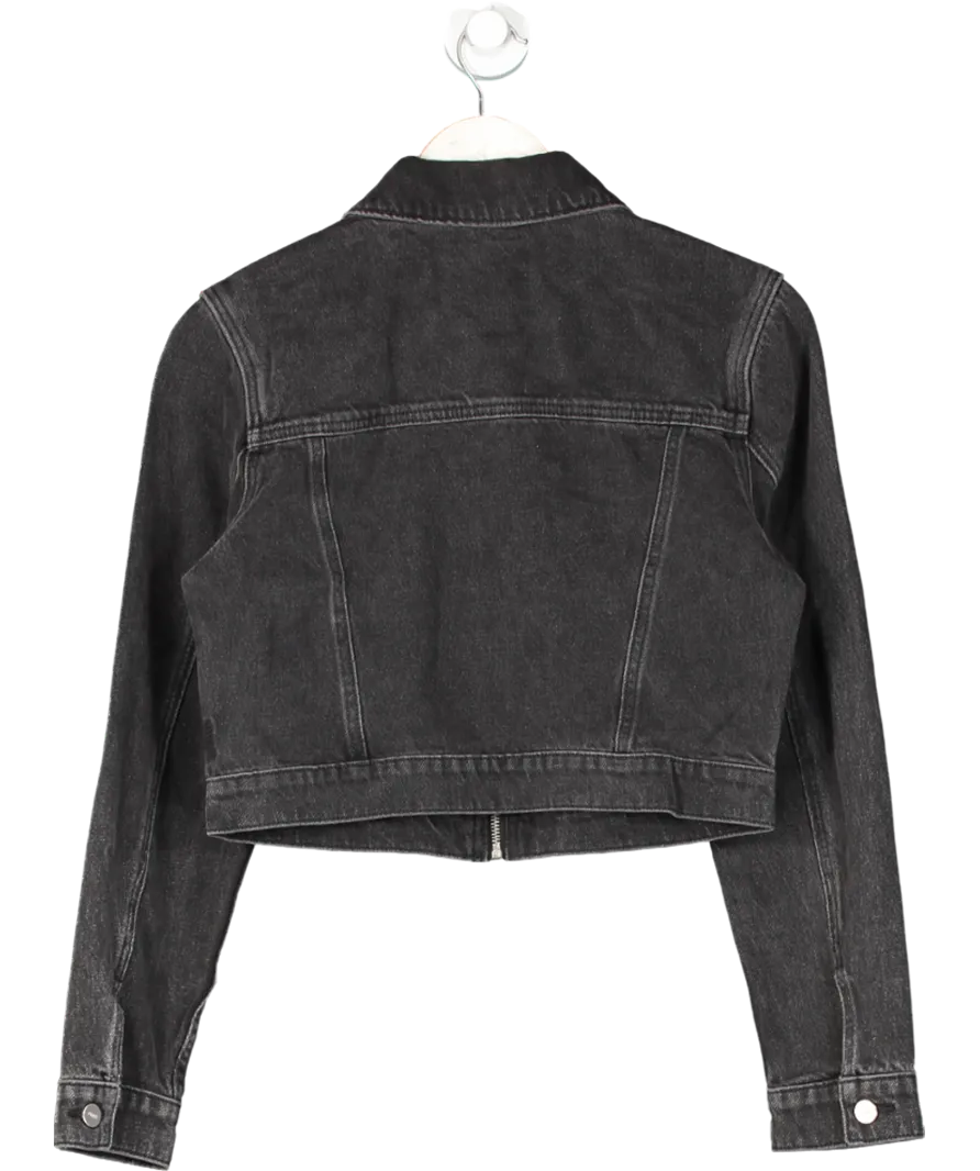 PAIGE Black Vivienne Cropped Denim Jacket UK XS