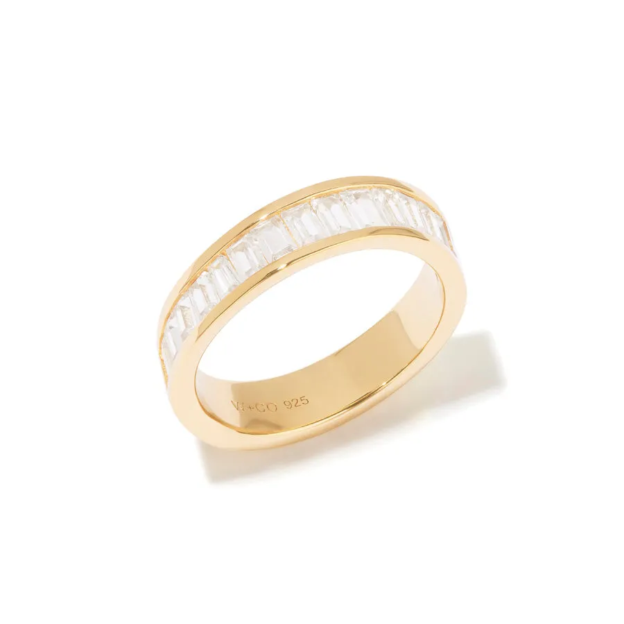 Pave Baguette 14K Gold Vermeil Ring