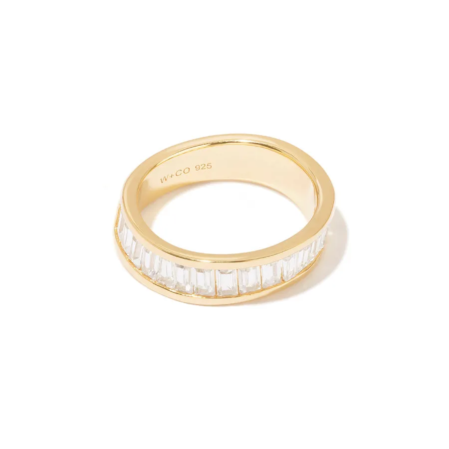 Pave Baguette 14K Gold Vermeil Ring