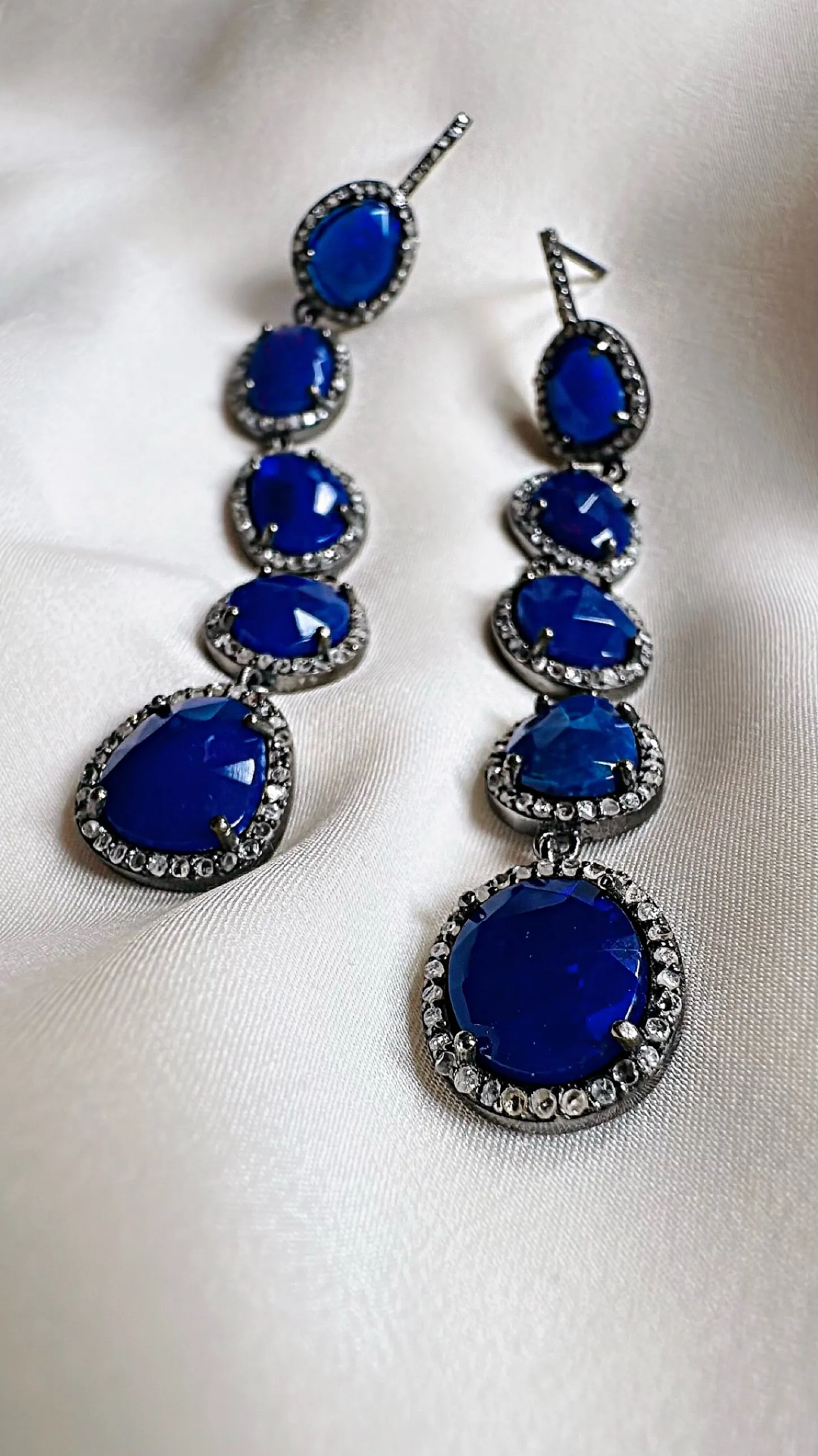Pave Diamond Australian Blue Opal Earrings